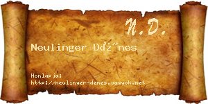 Neulinger Dénes névjegykártya